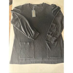 NWT Ofeefan Women's Black Long Sleeve Cozy Ribbed Pullover Sweater Size 3XL